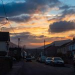 Looking down Brecon Road, Ystradgynlais at sunset